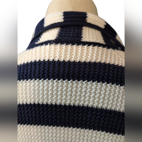 Salvatore Ferragamo Navy and White Sweater Striped Cardigan Beautiful Clean Lg - Picture 7 of 15